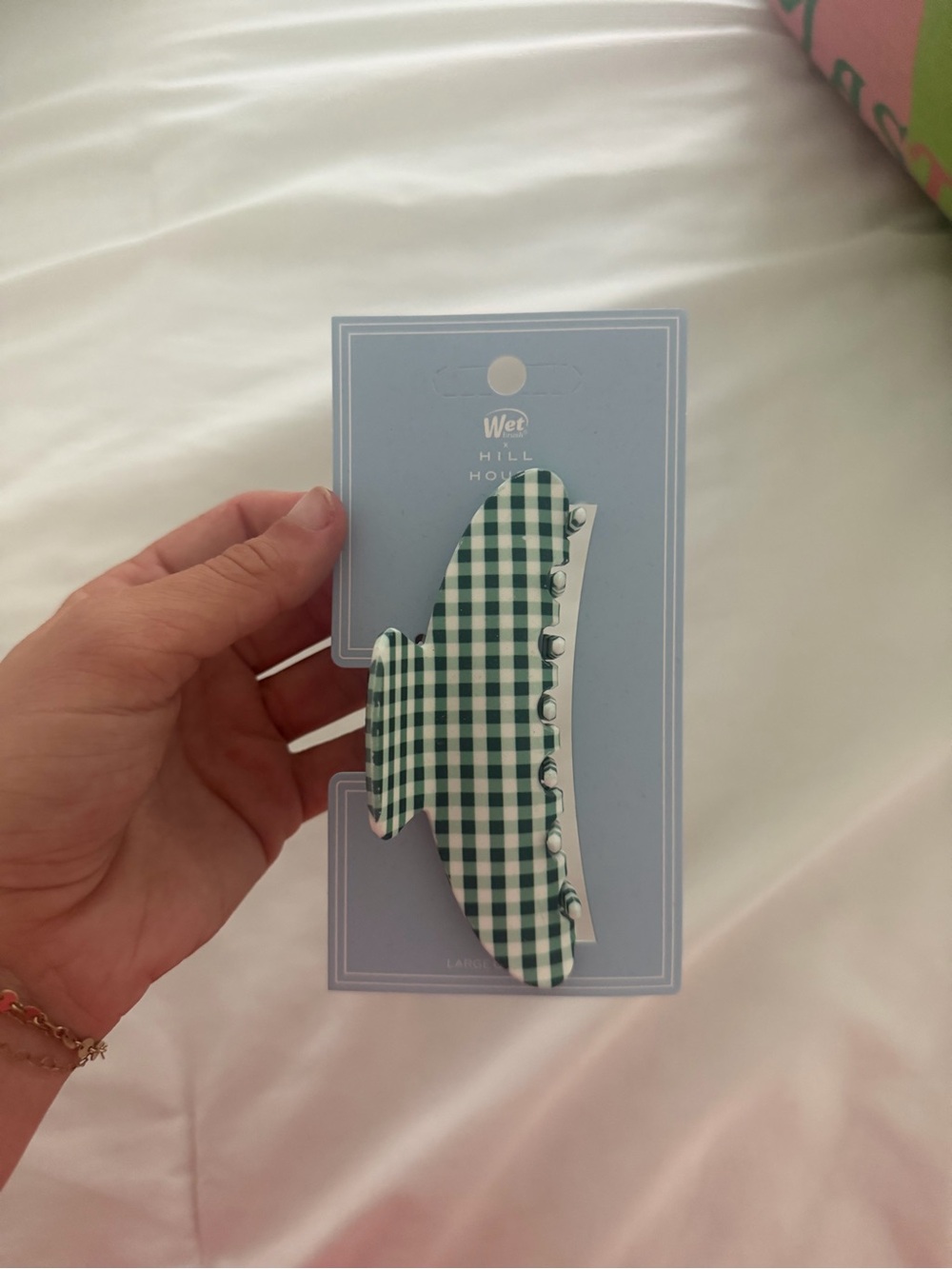 Wet Hill Home Green Gingham Hair Claw Clip